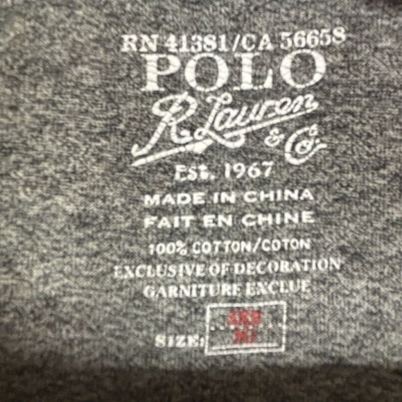 Polo Ralph Lauren Mens Shirt 1XB Gray‎ Long Sleeve Tee Round Neck Cotton Pony - Picture 6 of 11
